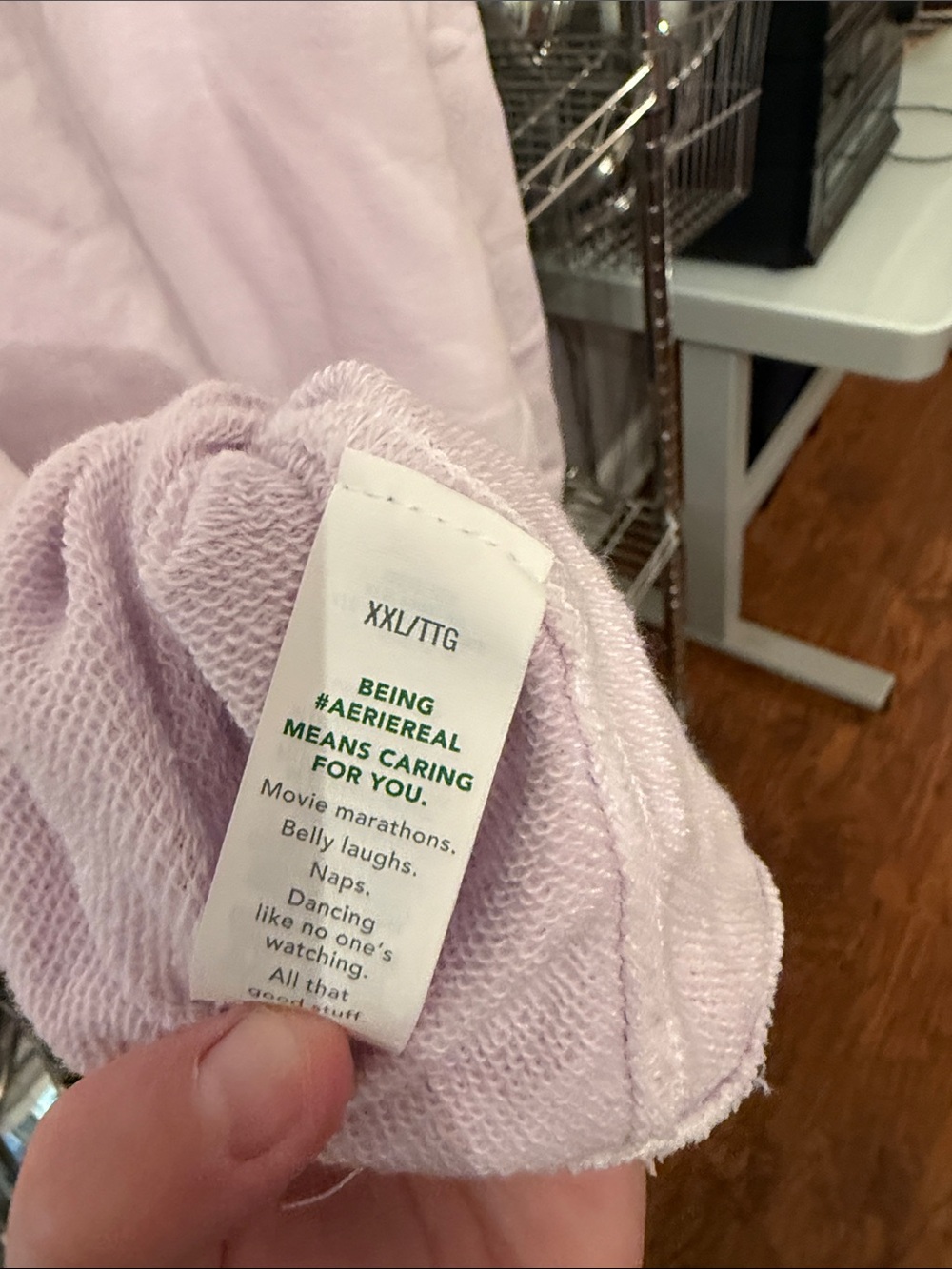 aerie Crewneck Sweatshirt in Pale Pink with White Piping - Picture 6 of 7